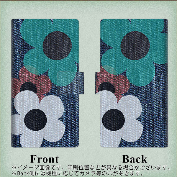 docomo ディズニーモバイル DM-01J 画質仕上げ プリント手帳型ケース(薄型スリム)【EK869 ルーズフラワーinデニム風】 耐衝撃