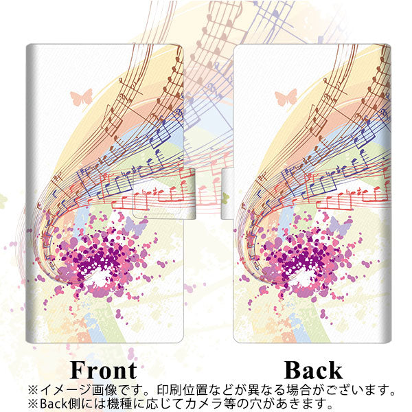 docomo アクオスコンパクト SH-02H 画質仕上げ プリント手帳型ケース(薄型スリム)【EK910 音符の奏】