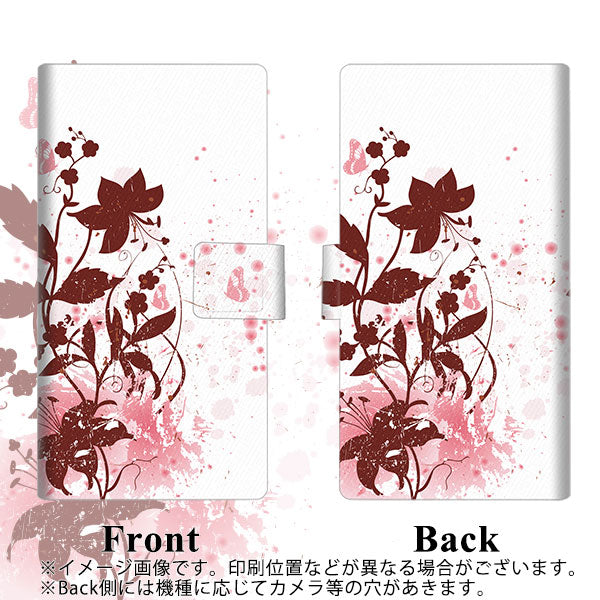 Xperia 5 IV SOG09 au 画質仕上げ プリント手帳型ケース(薄型スリム)【EK914  赤い花と蝶】