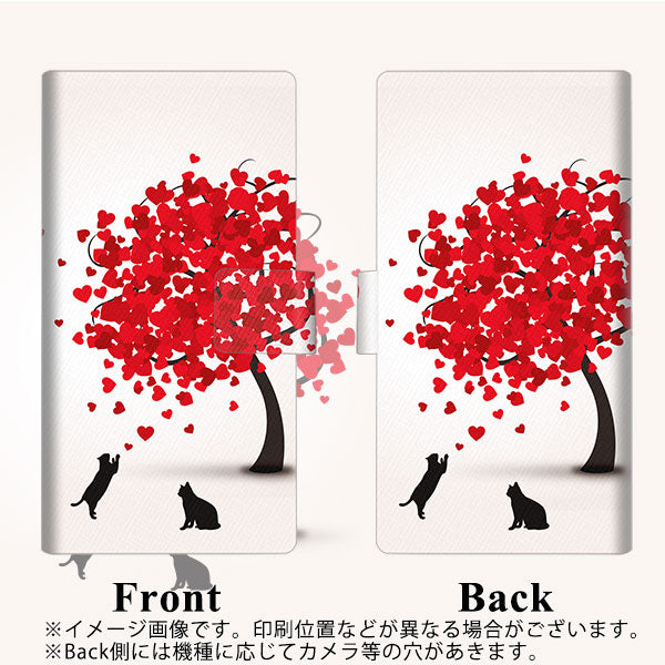 docomo アローズ ビー F-04K 画質仕上げ プリント手帳型ケース(薄型スリム)【EK915 二匹のネコとハートの木】