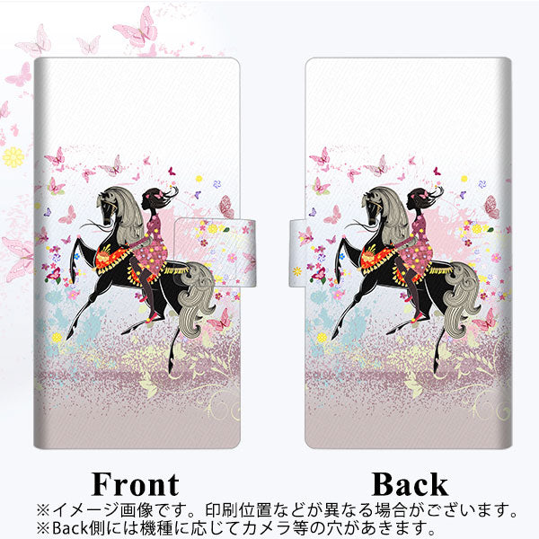 iPhone14 Pro 画質仕上げ プリント手帳型ケース(薄型スリム)【EK916  馬と蝶と少女】
