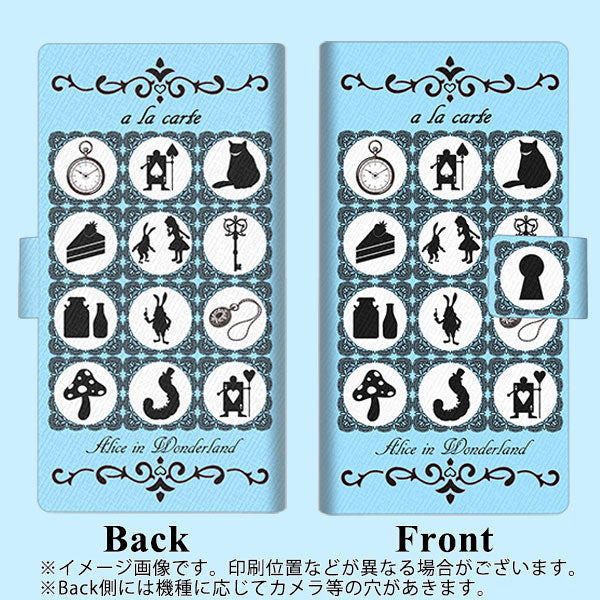 docomo アローズ ビー F-04K 画質仕上げ プリント手帳型ケース(薄型スリム)【EK923 アリスアラカルト（青）】