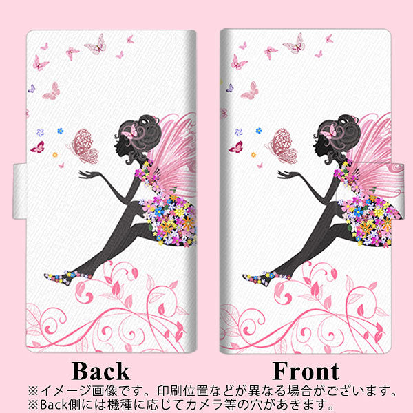 docomo アローズ ビー F-04K 画質仕上げ プリント手帳型ケース(薄型スリム)【EK932 ピンクの蝶の精】