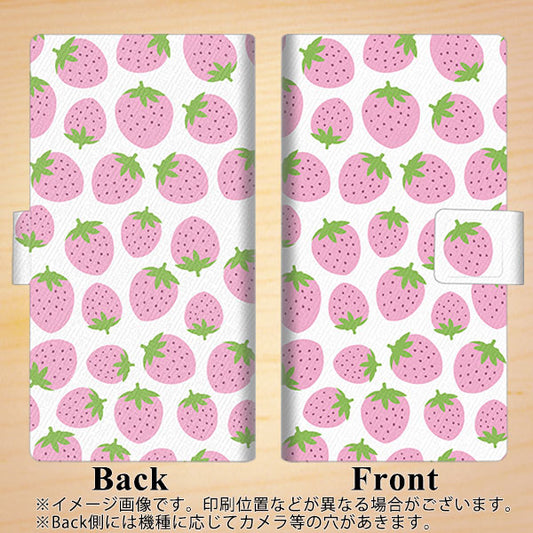 SoftBank アクオスゼロ6 画質仕上げ プリント手帳型ケース(薄型スリム)【SC809 小さいイチゴ模様 ピンク】