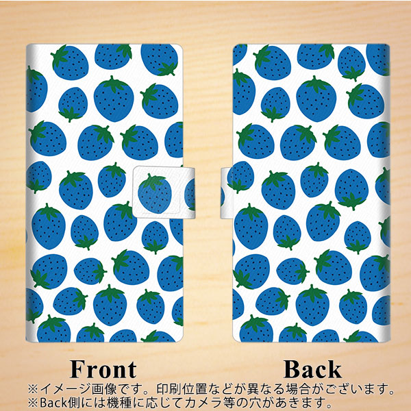 AQUOS wish A104SH Y!mobile 画質仕上げ プリント手帳型ケース(薄型スリム)【SC810 小さいイチゴ模様 ブルー】