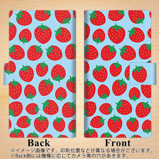 simフリー HUAWEI（ファーウェイ） P30 lite Marie-L22J 高画質仕上げ プリント手帳型ケース(薄型スリム)【SC814 小さいイチゴ模様 レッドとブルー】