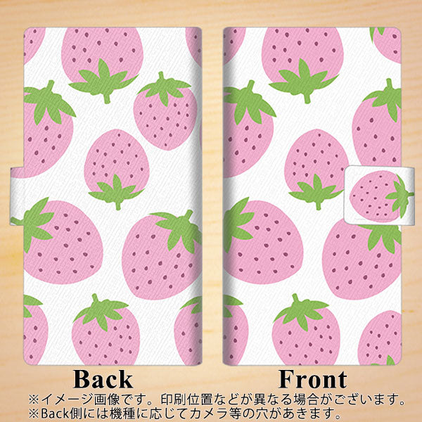 SoftBank シンプルスマホ5 A001SH 画質仕上げ プリント手帳型ケース(薄型スリム)【SC816 大きいイチゴ模様 ピンク】