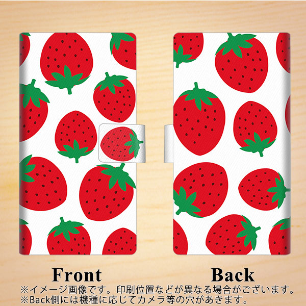 Xperia Ace III A203SO Y!mobile 画質仕上げ プリント手帳型ケース(薄型スリム)【SC818 大きいイチゴ模様レッド】