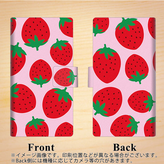 SoftBank アクオスゼロ6 画質仕上げ プリント手帳型ケース(薄型スリム)【SC820 大きいイチゴ模様レッドとピンク】