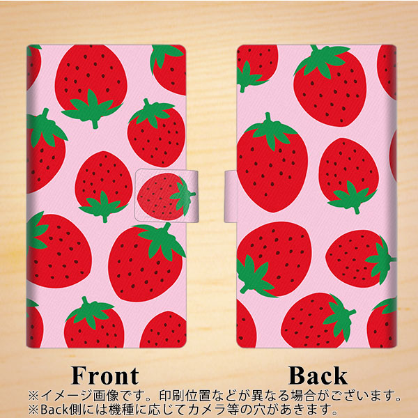 au ギャラクシー S10+ SCV42 画質仕上げ プリント手帳型ケース(薄型スリム)【SC820 大きいイチゴ模様レッドとピンク】