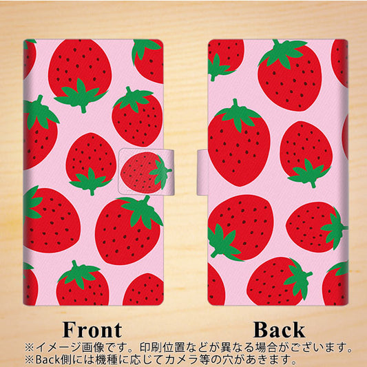 SoftBank OPPO Reno3 5G 高画質仕上げ プリント手帳型ケース(薄型スリム)【SC820 大きいイチゴ模様レッドとピンク】