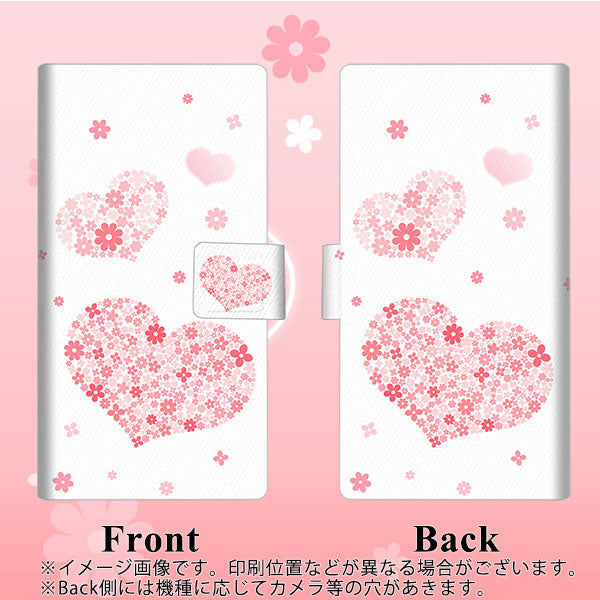Softbank シンプルスマホ3 509SH 画質仕上げ プリント手帳型ケース(薄型スリム)【SC824 ピンクのハート】