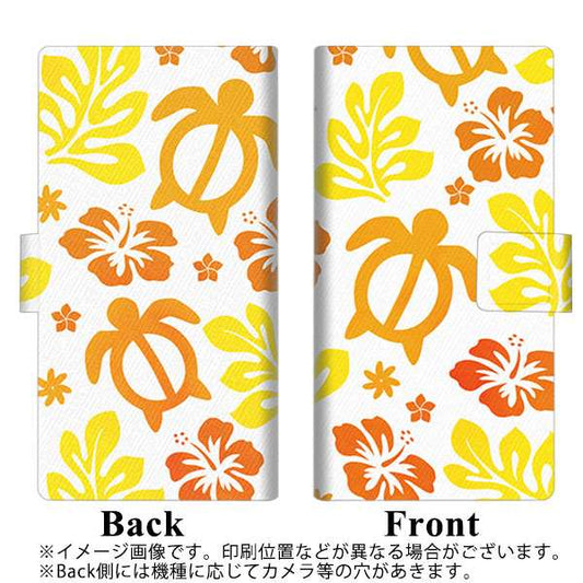 SoftBank OPPO Reno3 5G 高画質仕上げ プリント手帳型ケース(薄型スリム)【SC877 ハワイアンアロハホヌ（イエロー）】