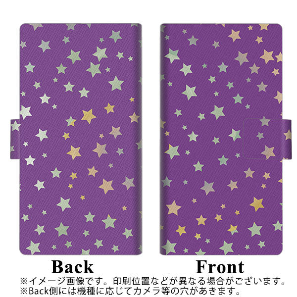 Xperia 5 III SOG05 au 画質仕上げ プリント手帳型ケース(薄型スリム)【SC900 星柄プリント（パープル）】