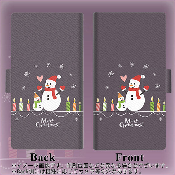 楽天モバイル Rakuten BIGs 画質仕上げ プリント手帳型ケース(薄型スリム)【XA809 雪だるまの親子】