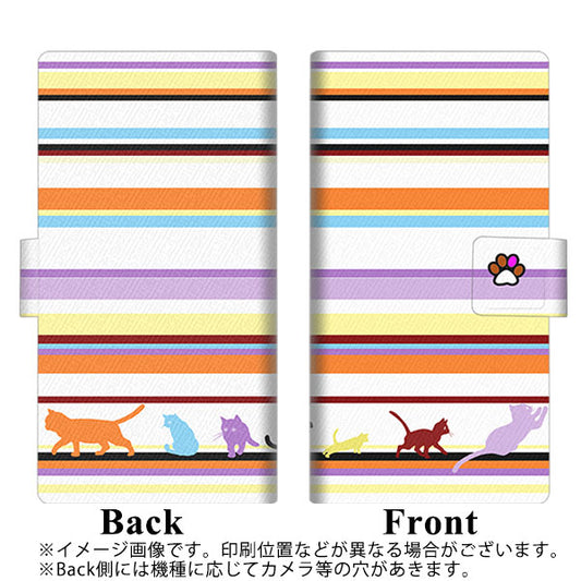 softbank アクオス R3 808SH 高画質仕上げ プリント手帳型ケース(薄型スリム)【YA887 ストライプネコ01】