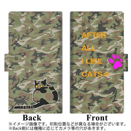 softbank arrows U 801FJ 高画質仕上げ プリント手帳型ケース(薄型スリム)【YA891 緑迷彩ネコ03 L】