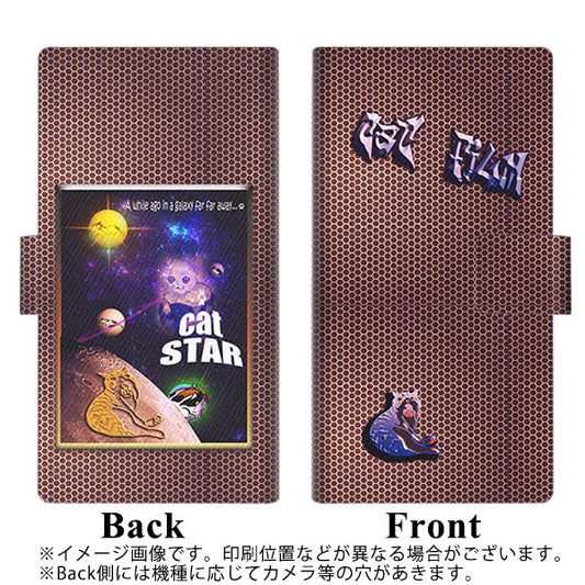 SoftBank アクオスゼロ6 画質仕上げ プリント手帳型ケース(薄型スリム)【YA935 CAT STAR 月】