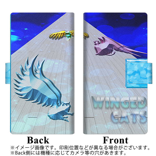 SoftBank アクオスゼロ6 画質仕上げ プリント手帳型ケース(薄型スリム)【YA942 WINGED CATS】