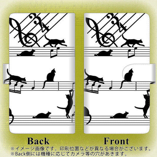 DIGNO BX2 A101KC SoftBank 高画質仕上げ プリント手帳型ケース(通常型)【1112 音符とじゃれるネコ2】