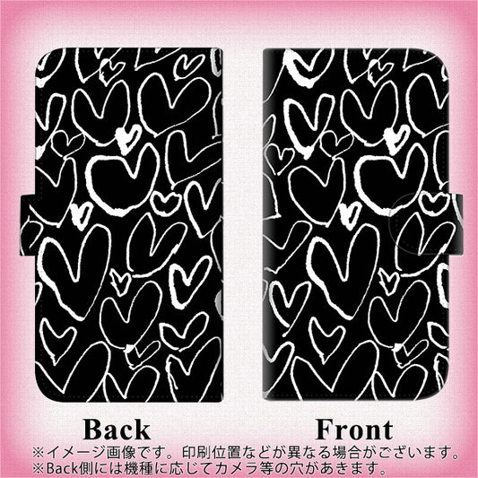 iPhone6 PLUS 高画質仕上げ プリント手帳型ケース(通常型)【1124 ハート BK＆WH】