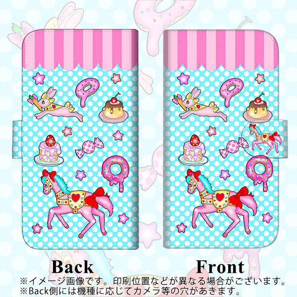 iPhone6 PLUS 高画質仕上げ プリント手帳型ケース(通常型)【AG828 メリーゴーランド（水色）】