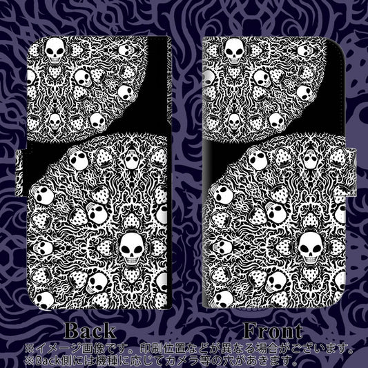 iPhone6 PLUS 高画質仕上げ プリント手帳型ケース(通常型)【AG834 苺骸骨曼荼羅（黒）】