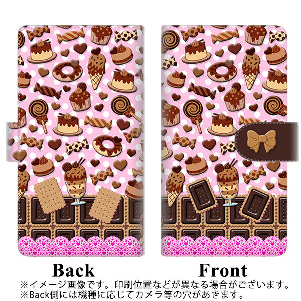 docomo ディズニーモバイル DM-01J 高画質仕上げ プリント手帳型ケース(通常型)【AG855 チョコクッキー＆スイーツ ピンク】