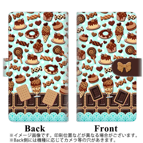iPhone5/iPhone5s 高画質仕上げ プリント手帳型ケース(通常型)【AG856 チョコクッキー＆スイーツ ミントブルー】