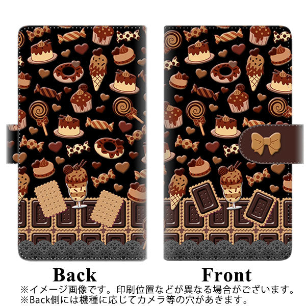 SoftBank アクオス Xx3 mini 603SH 高画質仕上げ プリント手帳型ケース(通常型)【AG858 チョコクッキー＆スイーツ ブラック】