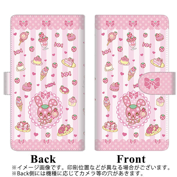 iPhone6 PLUS 高画質仕上げ プリント手帳型ケース(通常型)【AG866 イチゴウサギ（ラビベリー）の水玉スイーツ ピンク】