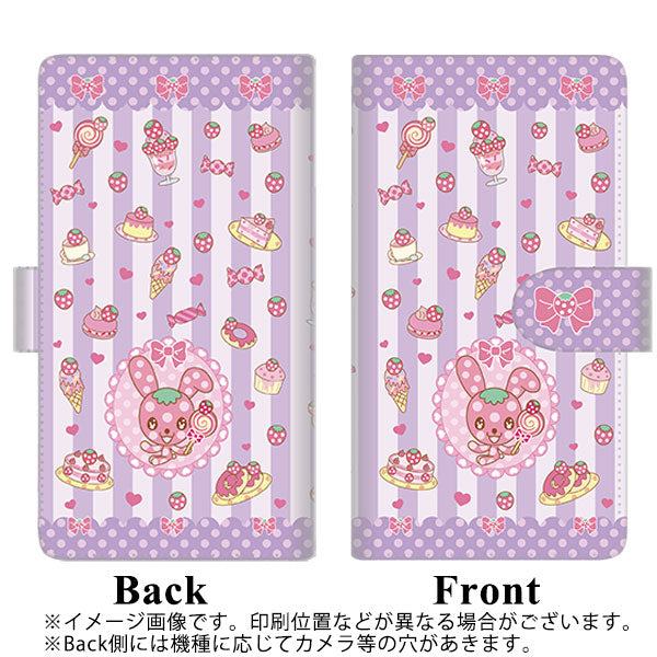 Softbank シンプルスマホ3 509SH 高画質仕上げ プリント手帳型ケース(通常型)【AG867 イチゴウサギ（ラビベリー）の水玉スイーツ パープル】