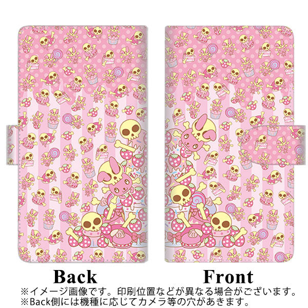 iPhone5/iPhone5s 高画質仕上げ プリント手帳型ケース(通常型)【AG868 骸骨うさぎとスイーツ ピンク】