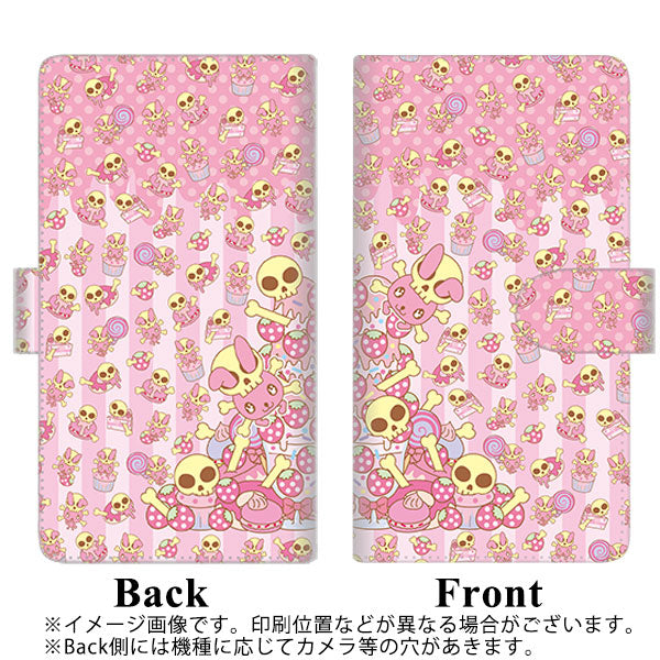 Softbank シンプルスマホ3 509SH 高画質仕上げ プリント手帳型ケース(通常型)【AG868 骸骨うさぎとスイーツ ピンク】