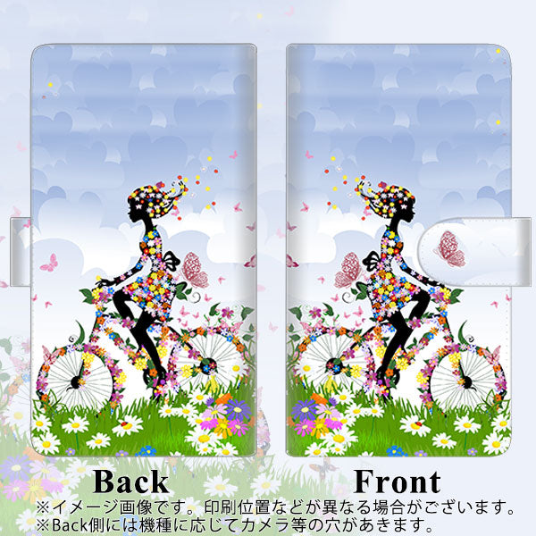 シンプルスマホ6 A201SH SoftBank 高画質仕上げ プリント手帳型ケース(通常型)【EK911 花と少女と自転車】