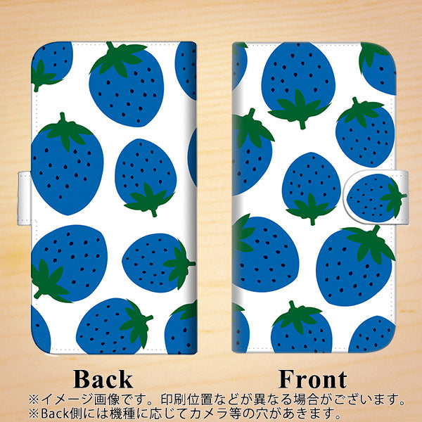 iPhone6 PLUS 高画質仕上げ プリント手帳型ケース(通常型)【SC817 大きいイチゴ模様 ブルー】
