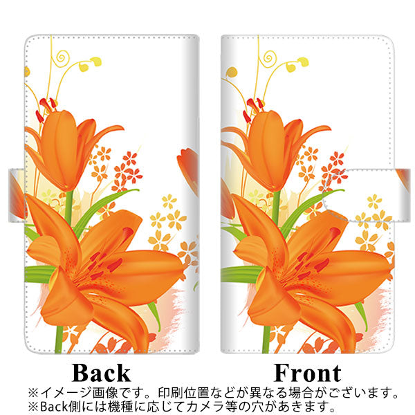 Redmi Note 10T A101XM SoftBank 高画質仕上げ プリント手帳型ケース(通常型)【SC848 ユリ（オレンジ）】