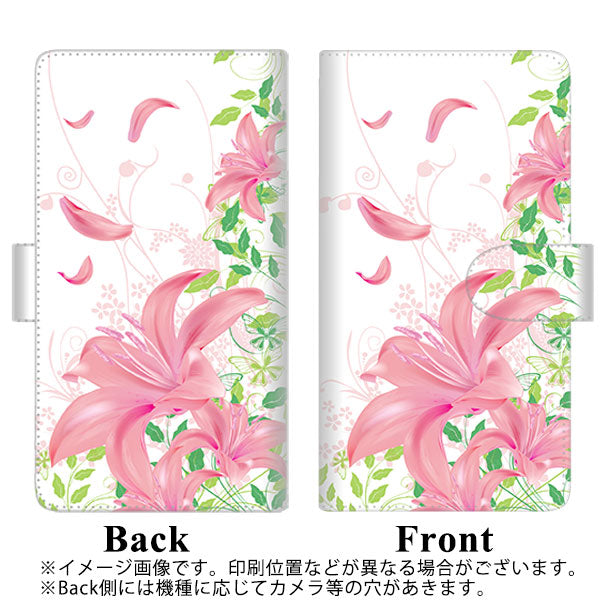 iPhone12 mini 高画質仕上げ プリント手帳型ケース(通常型)【SC849 ユリ（ピンク）】