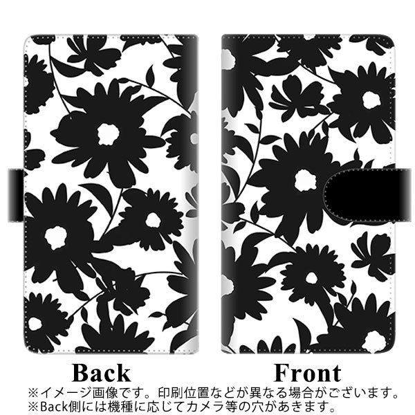 SIMフリー アクオスセンス4 高画質仕上げ プリント手帳型ケース(通常型)【SC916 花柄モノトーン 05】