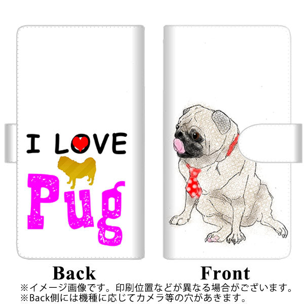 Y!mobile LG Q Stylus 801LG 高画質仕上げ プリント手帳型ケース(通常型)【YD858 パグ04】