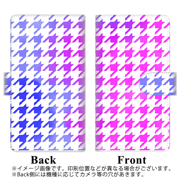 SoftBank シンプルスマホ5 A001SH 高画質仕上げ プリント手帳型ケース(通常型)【YJ236 千鳥格子（ピンクブルー）】