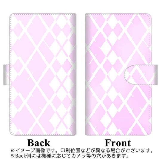 SoftBank アクオスゼロ6 高画質仕上げ プリント手帳型ケース(通常型)【YJ237 アーガイル（うすピンク）】
