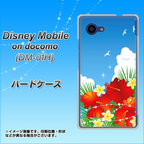 docomo ディズニーモバイル DM-01H 高画質仕上げ 背面印刷 ハードケース【VA821 ハイビスカスと青空】