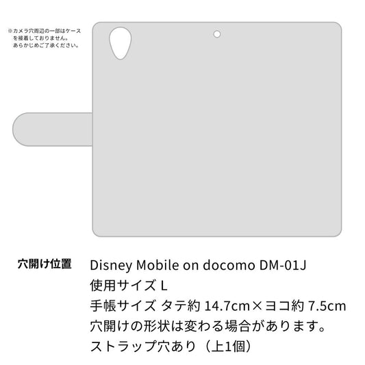 docomo ディズニーモバイル DM-01J 高画質仕上げ プリント手帳型ケース(通常型)【SC935 ねこどっと（ブルー）】