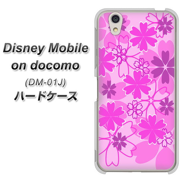 docomo ディズニーモバイル DM-01J 高画質仕上げ 背面印刷 ハードケース【VA961 重なり合う花　ピンク】