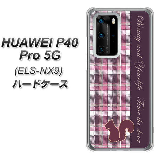 HUAWEI（ファーウェイ） P40 Pro 5G ELS-NX9 高画質仕上げ 背面印刷 ハードケース【519 チェック柄にリス】