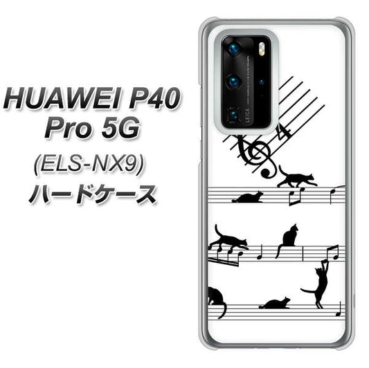 HUAWEI（ファーウェイ） P40 Pro 5G ELS-NX9 高画質仕上げ 背面印刷 ハードケース【1112 音符とじゃれるネコ2】
