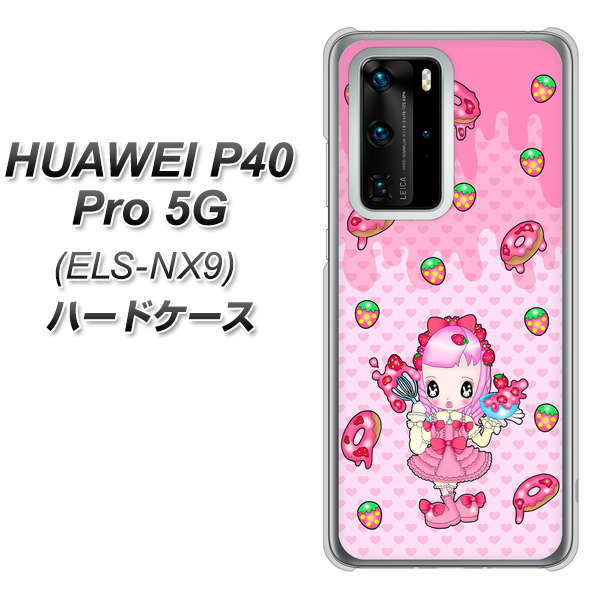 HUAWEI（ファーウェイ） P40 Pro 5G ELS-NX9 高画質仕上げ 背面印刷 ハードケース【AG816 ストロベリードーナツ（水玉ピンク）】