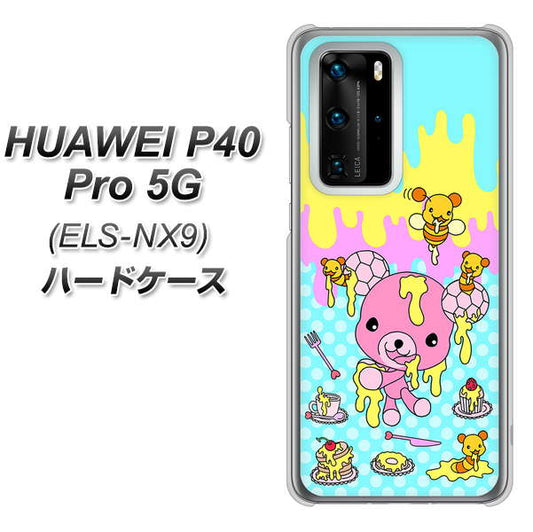 HUAWEI（ファーウェイ） P40 Pro 5G ELS-NX9 高画質仕上げ 背面印刷 ハードケース【AG821 ハニベア（水玉水色）】