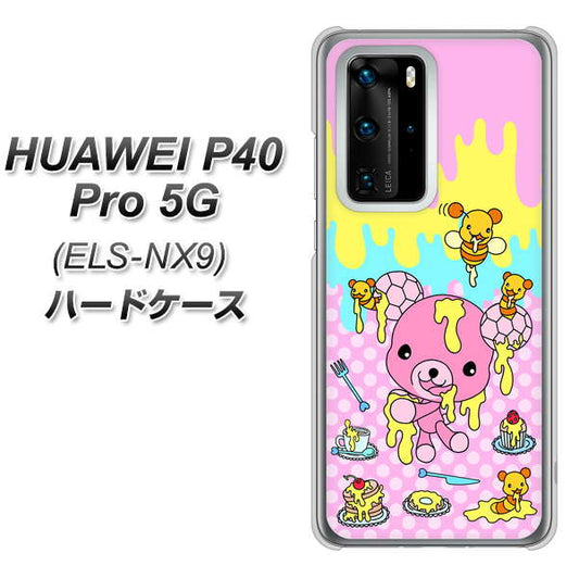 HUAWEI（ファーウェイ） P40 Pro 5G ELS-NX9 高画質仕上げ 背面印刷 ハードケース【AG822 ハニベア（水玉ピンク）】